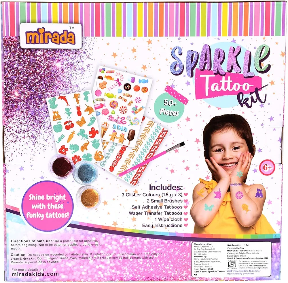 Mirada Sparkle Tattoo Kit Nail Art Kit for Girls