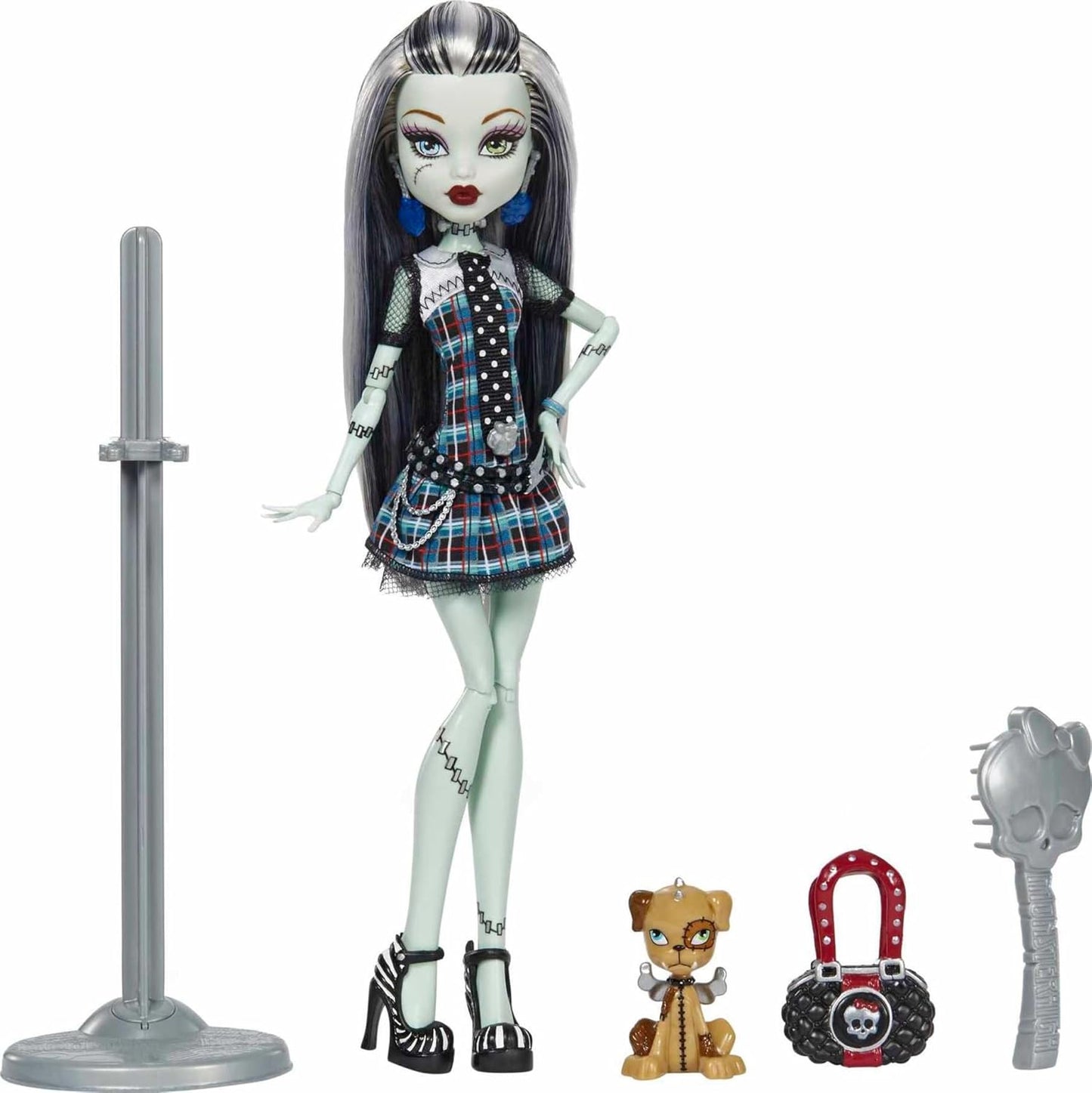 Monster High Frankie Stein Reproduction Doll Original Fashion & Shoes, with Pet, Doll Stand & Accessories