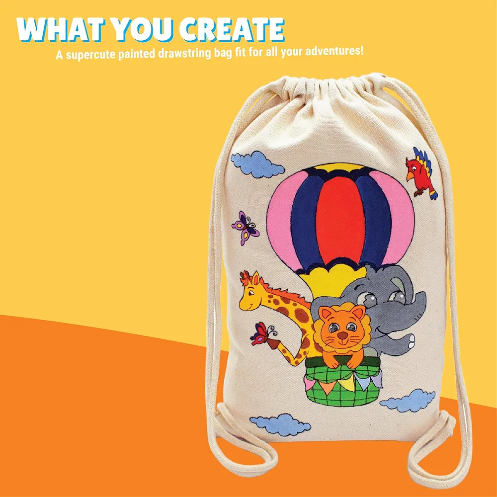 Kalakaram DIY Drawstring Bag Painting Kit, Animal Theme Painting Kit