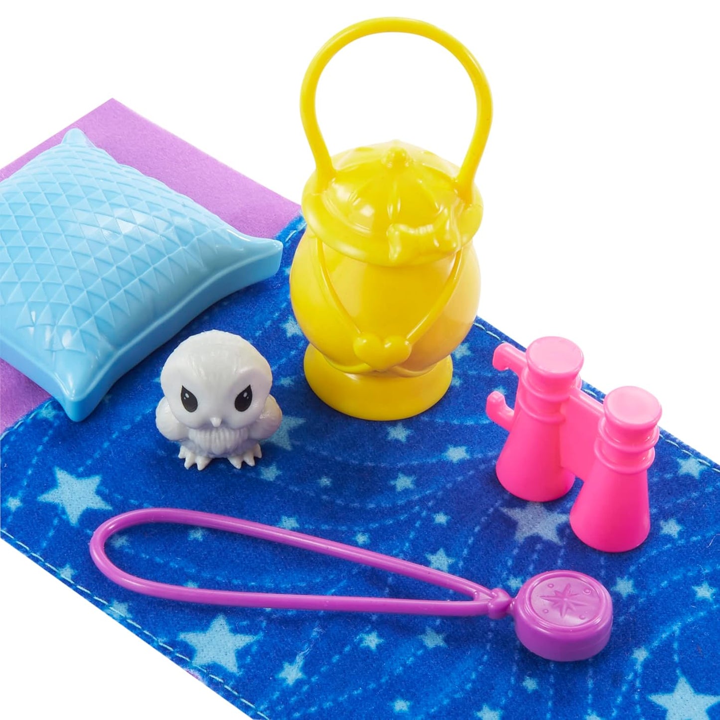 It Takes Two Camping Playset with Chelsea™ Doll (6 in, Blonde), Pet Owl, Sleeping Bag, Binoculars & Camping Accessories