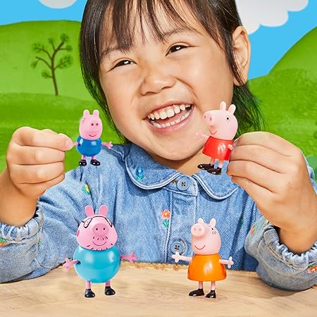 PEPPA PIG Toys Peppa's Family Animal Figure Set, 4 Family Figures, Preschool Toys for Girls & Boys 3 Years and Up, Birthday Gift Toys for Kids