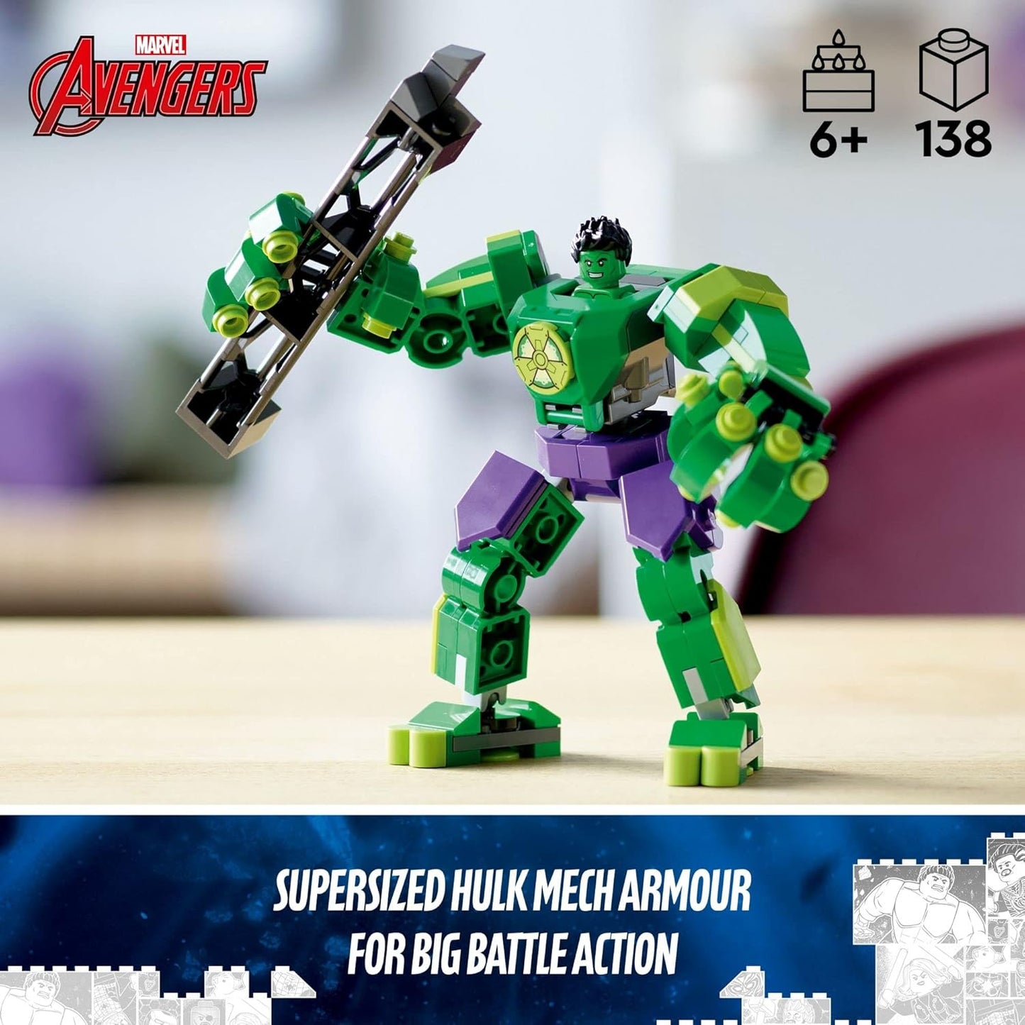 LEGO Marvel Hulk Mech Armour 76241 Building Toy Set (138 Pieces)
