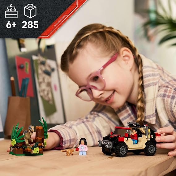 LEGO Jurassic World Raptor Off-Road Escape Velociraptor Toy Dinosaur 76972 Building Blocks Toys for 6+ Gift for Boys and Girls