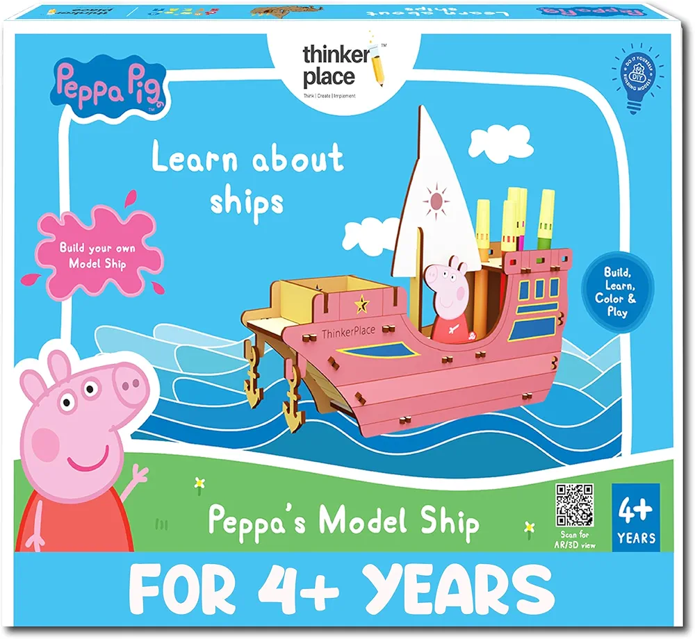 ThinkerPlace Peppa Pig DIY Coloring Ship Pen Stand