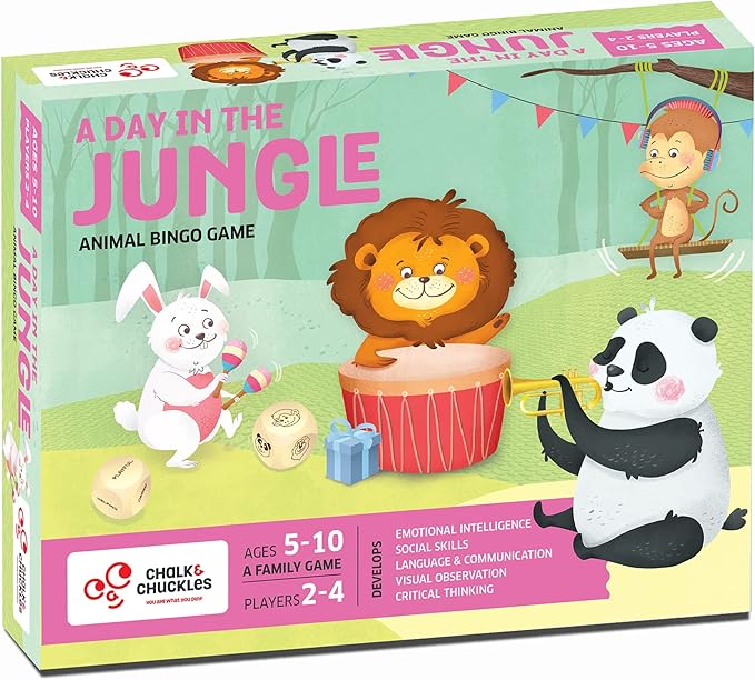 Chalk and Chuckles A Day in The Jungle Picture Bingo Game