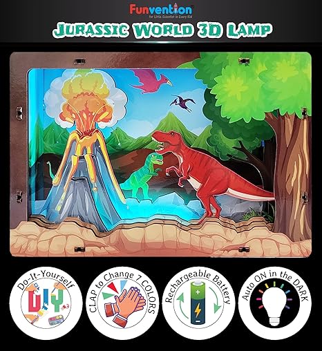 Jurassic 3D Smart Lamp with Sound & Light Control - STEM Learning DIY Utility Kit