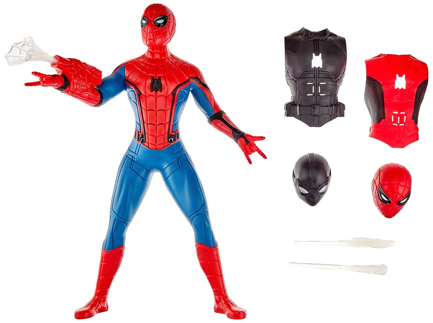 SPIDER-MAN Marvel Plastic Far From Home Deluxe 13-Inch-Scale Web Gear Action Figure With Sound Fx, Suit Upgrades, And Web Blaster Accessory - Multicolor