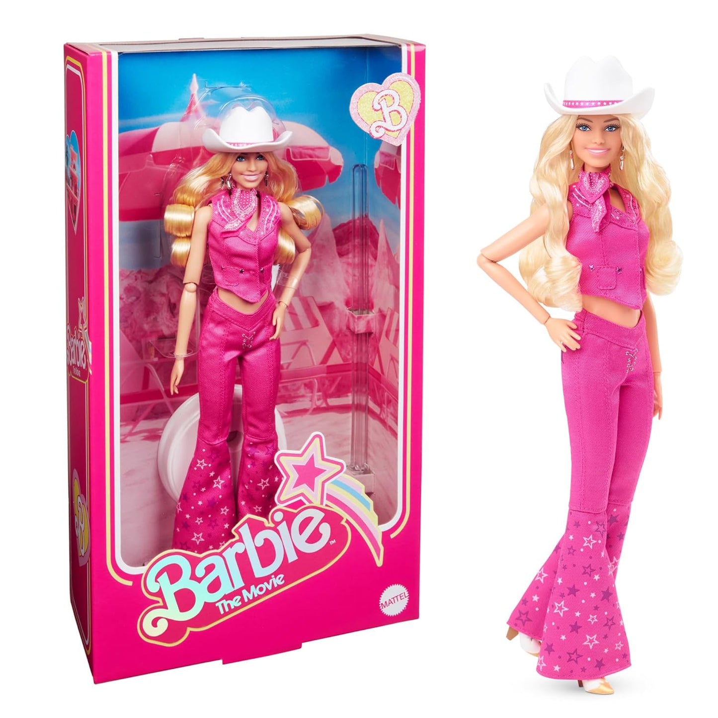 The Movie Doll, Margot Robbie as, Collectible Doll Wearing Pink Western Outfit with Cowboy Hat