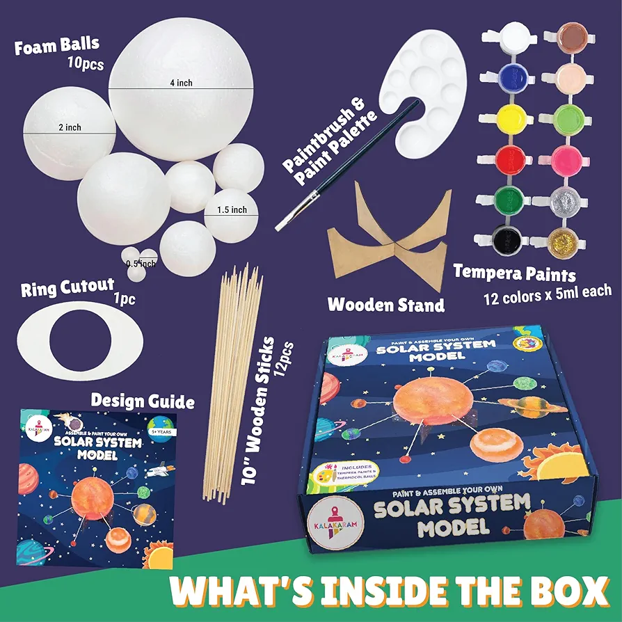 Kalakaram DIY Solar System Kit, Paint and Assemble Solar System Model Kit