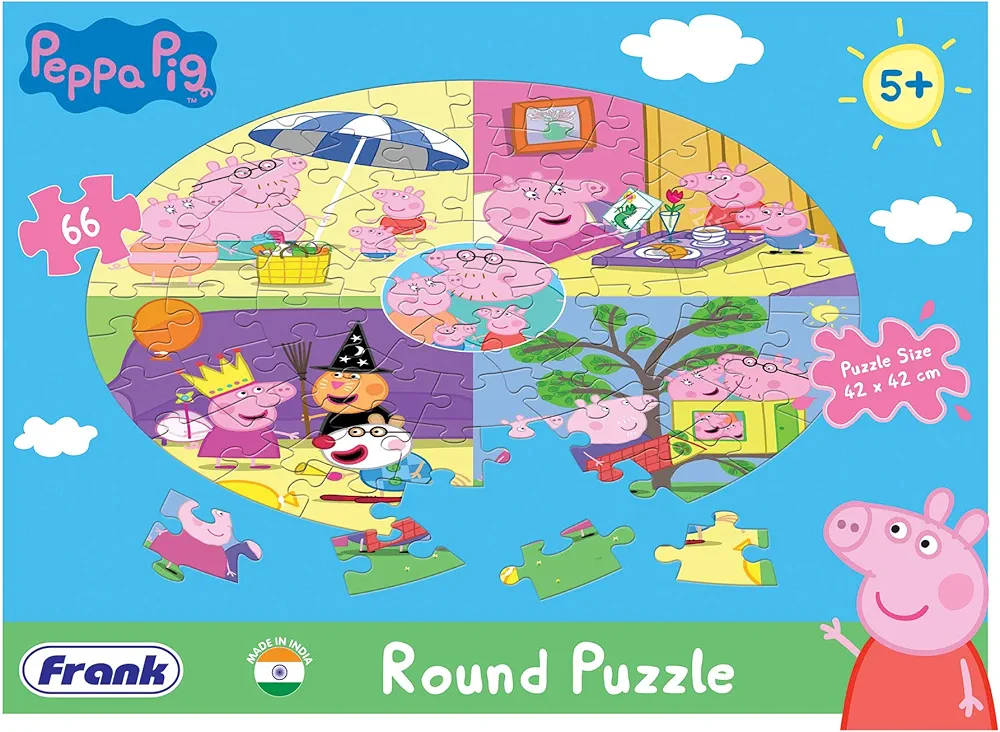Frank Peppa Pig (66 Pieces) Round Jigsaw Puzzle