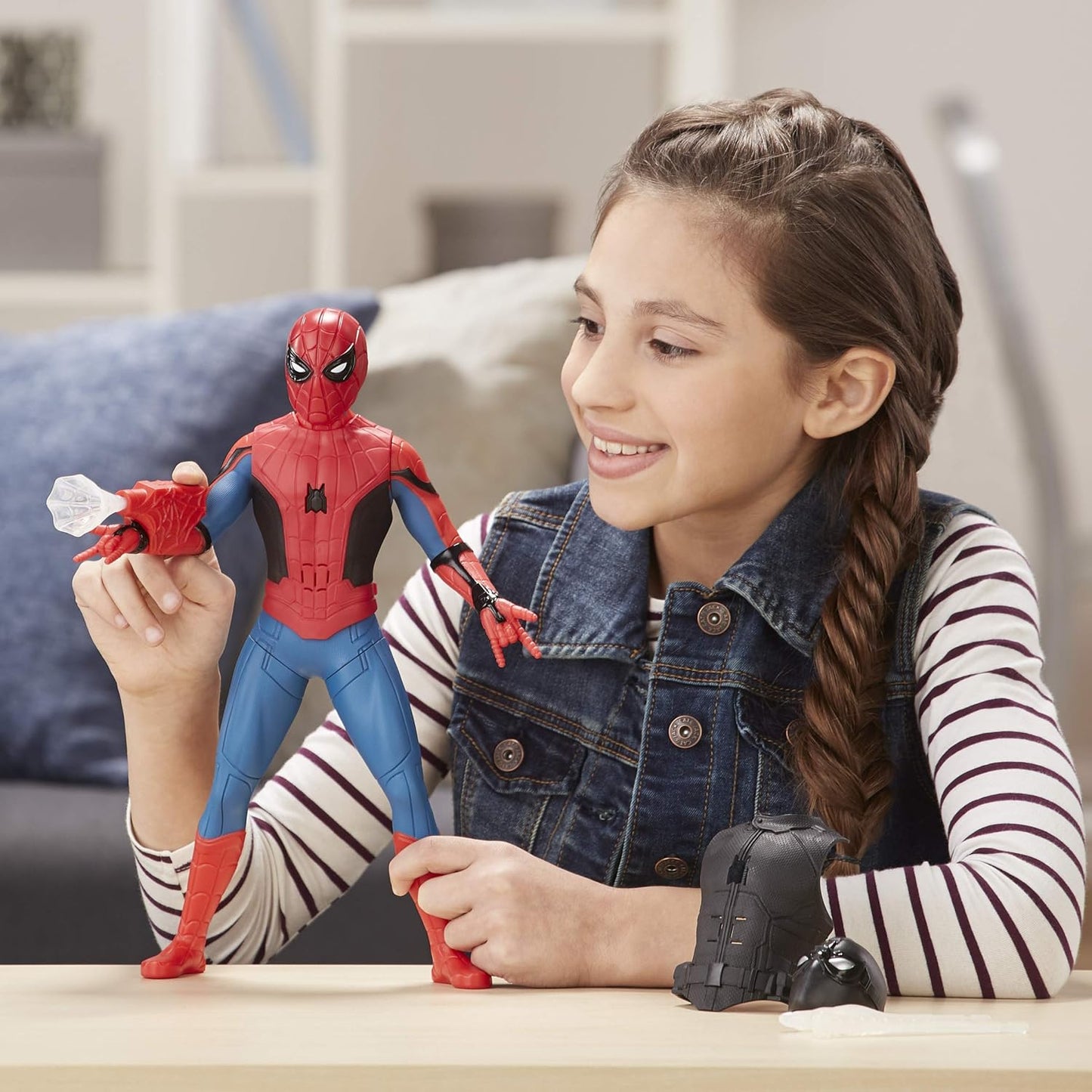 SPIDER-MAN Marvel Plastic Far From Home Deluxe 13-Inch-Scale Web Gear Action Figure With Sound Fx, Suit Upgrades, And Web Blaster Accessory - Multicolor