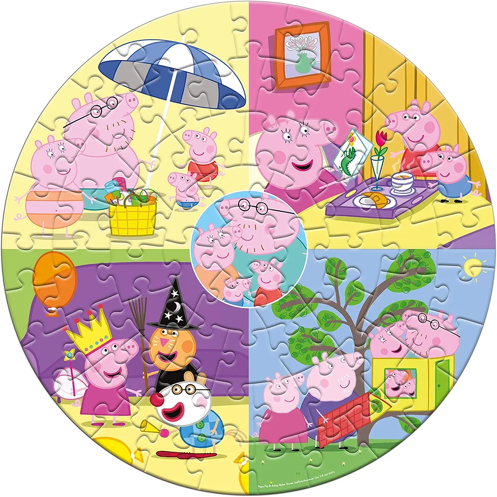 Frank Peppa Pig (66 Pieces) Round Jigsaw Puzzle
