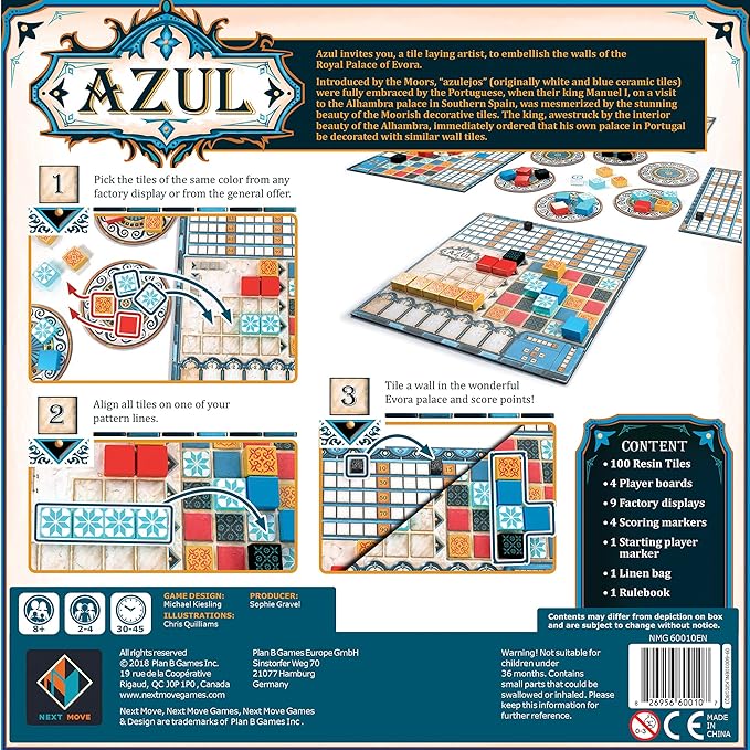 Azul Board Strategic Tile-Placement Game for Family Fun
