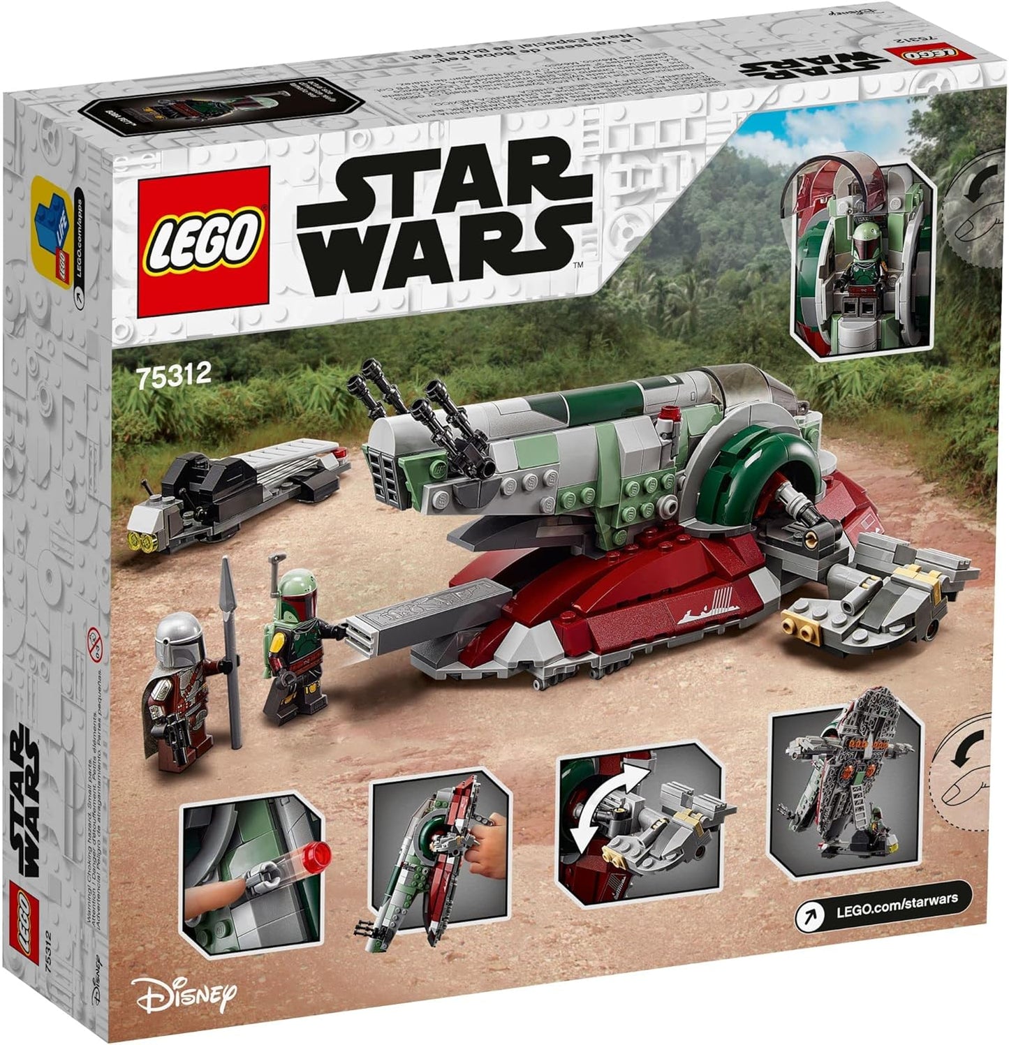 LEGO Star Wars Boba Fett Starship 75312 Building Toy - Mandalorian Model Set Featuring Iconic Starfighter with Rotating Wings and 2 Minifigures