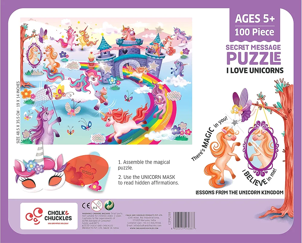 Chalk and Chuckles I Love Unicorns 100 Piece Jigsaw Puzzle