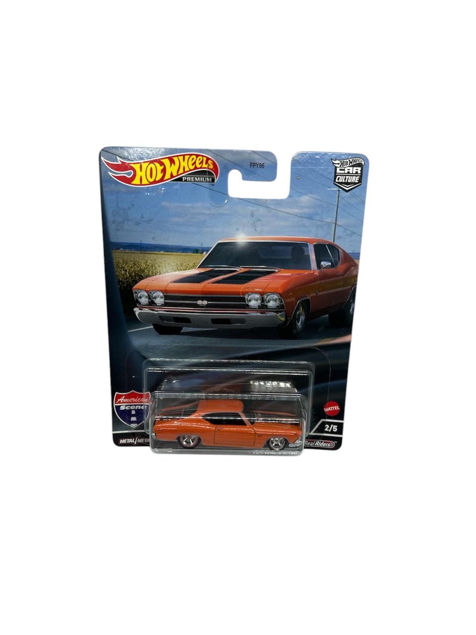 Premium Hotwheels 69 CHEVELLE SS 396 Orange With Black Stripes American Scene