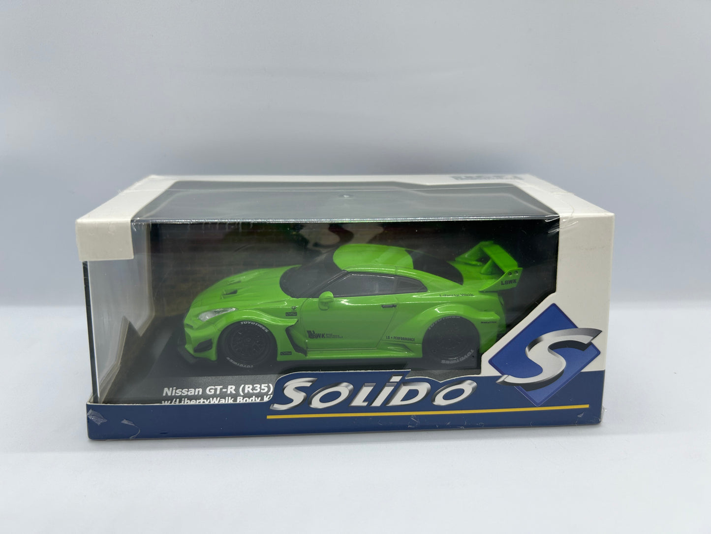 1/43 Solido Nissan GT-R (R35) Liberty Walk Body Kit (Acid Green) Diecast Car Model