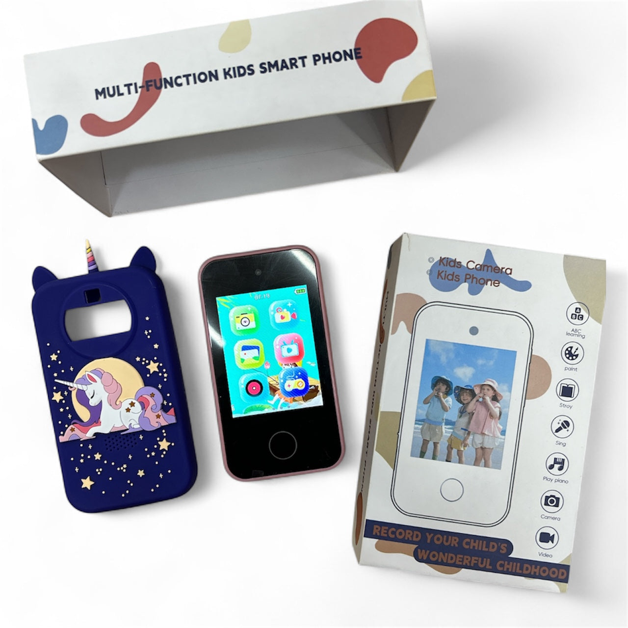 Kids Smart Phone for Girls and Boys, Festival Birthday Gifts for Girls Boys Age 3-10 Kids Toys Cell Phone, 2.8" Touchscreen Learning Play Toy Phone with Dual Camera, Game, Music Player (Pink) (Blue)