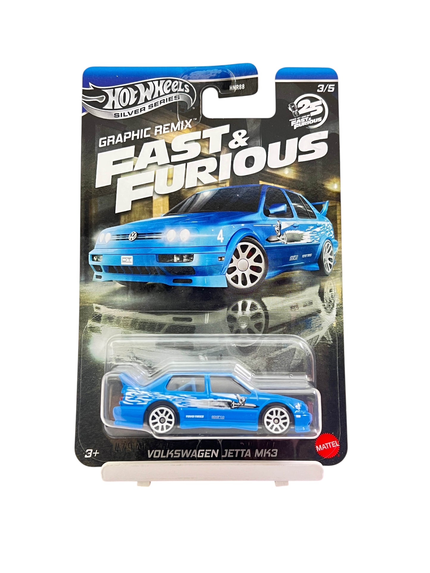 Hot Wheels Scale Volkswagen Jetta MK3 1:64 Imported 2025 Fast and Furious Silver Series Graphic Remix