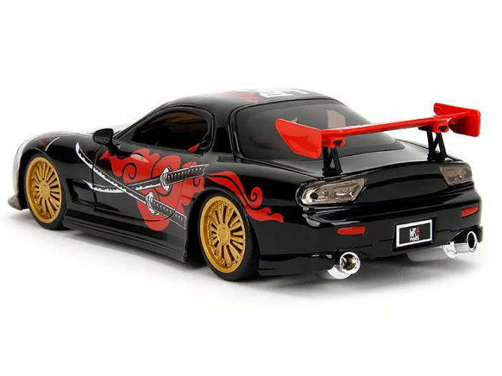 1993 Mazda RX-7 Black with Graphics Lab Monkeys with Saru Diecast Figure 1:24 Scale
