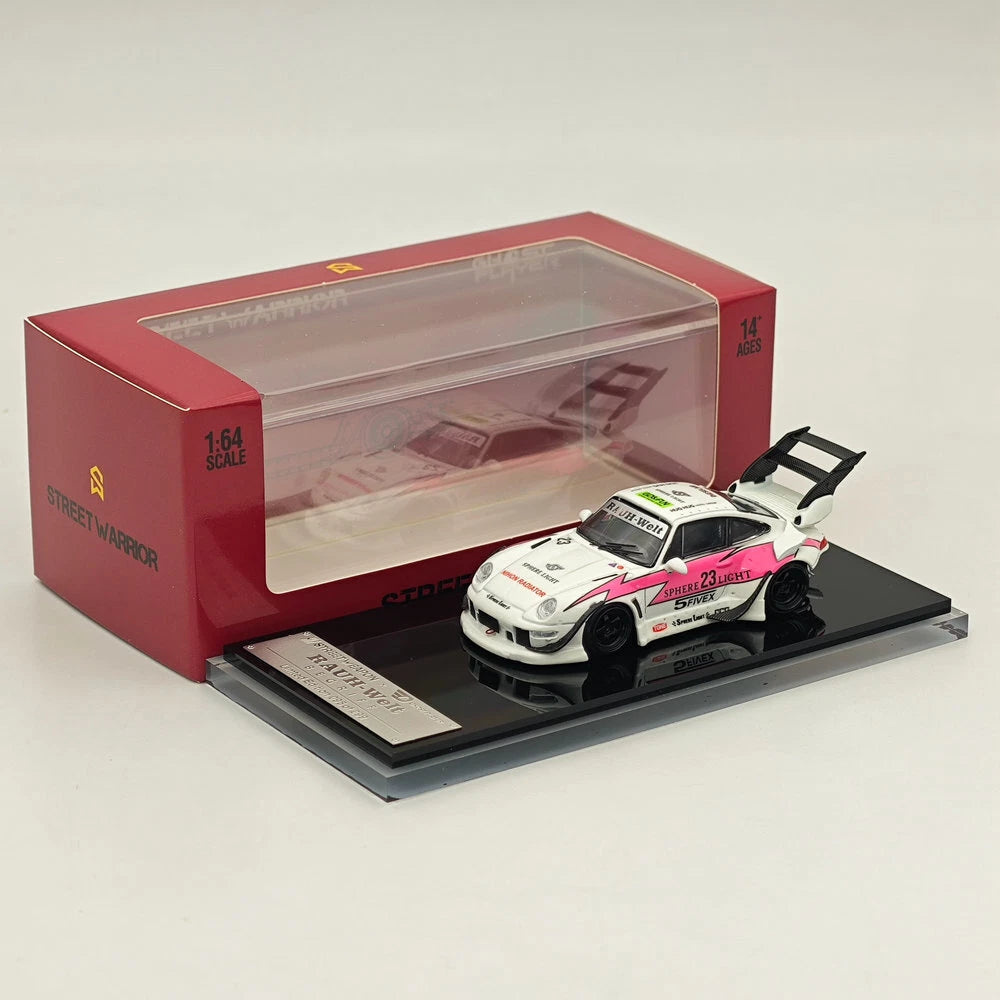 SW 1/64 RWB 993 Rauh-Welt Modified Pink #23 Tall Wing Diecast Model Car Limited