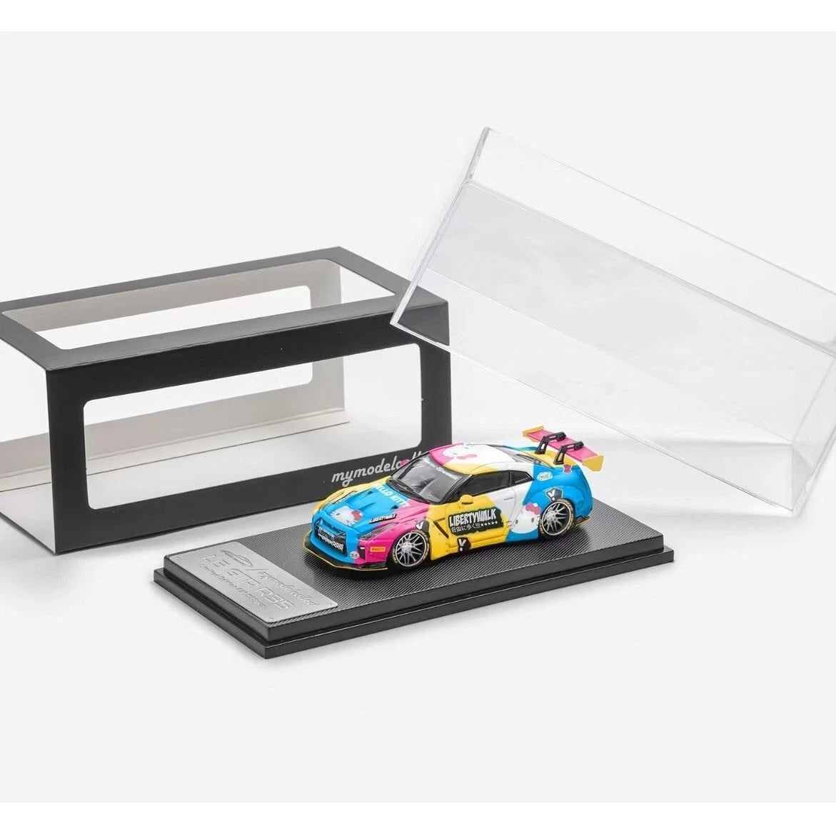 MC 1:64 Nissan GTR R35 Wide Body Diecast Model Car HEELLO KITTY Painting