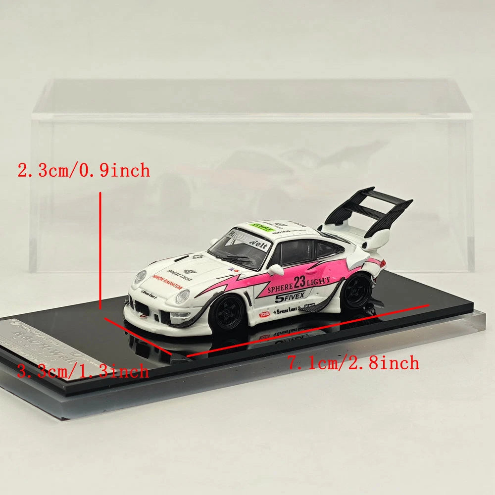 SW 1/64 RWB 993 Rauh-Welt Modified Pink #23 Tall Wing Diecast Model Car Limited
