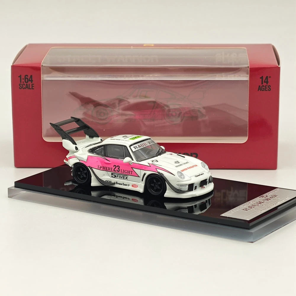 SW 1/64 RWB 993 Rauh-Welt Modified Pink #23 Tall Wing Diecast Model Car Limited