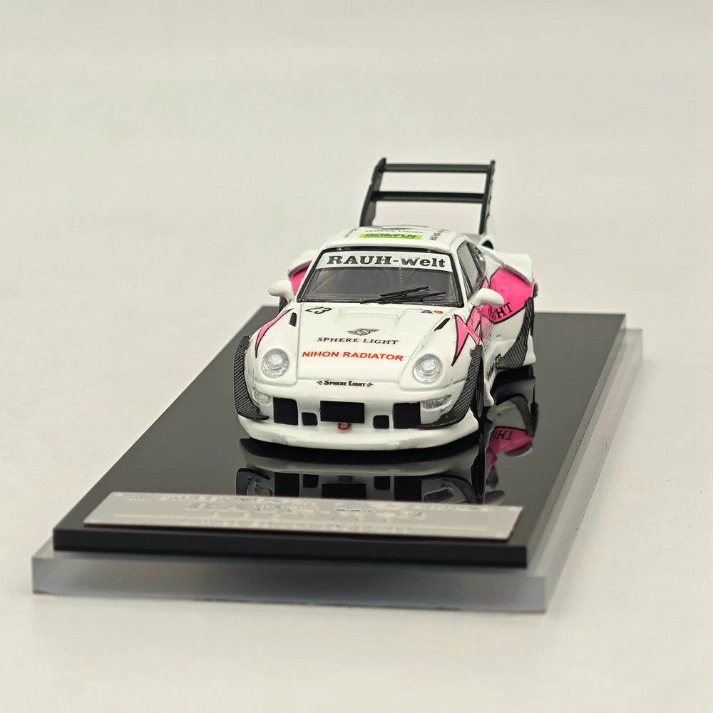 SW 1/64 RWB 993 Rauh-Welt Modified Pink #23 Tall Wing Diecast Model Car Limited