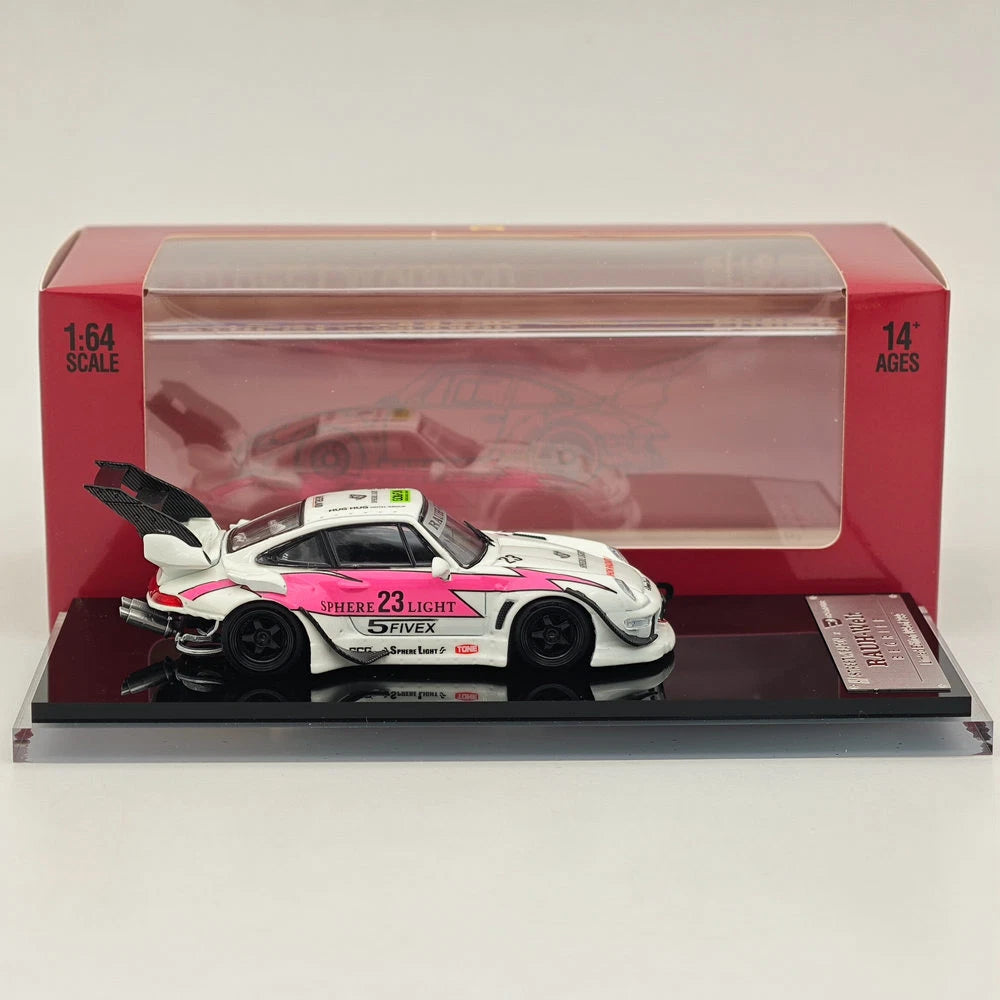 SW 1/64 RWB 993 Rauh-Welt Modified Pink #23 Tall Wing Diecast Model Car Limited