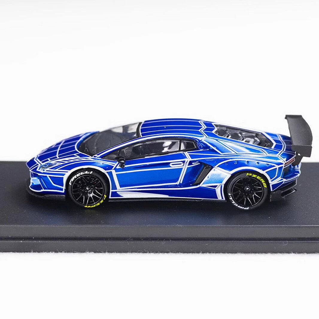 King Model 1/64 Lamborghini Aventador LP700 LB luminous Blue Diecast Car Model
