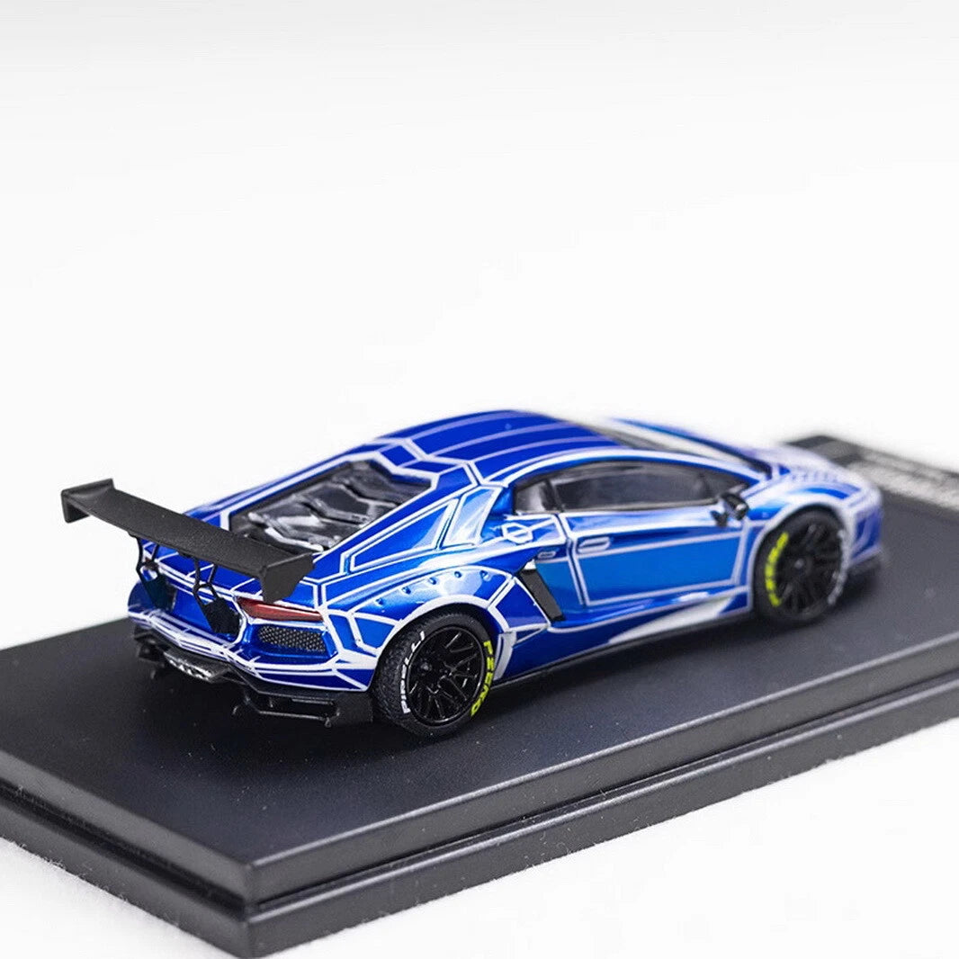 King Model 1/64 Lamborghini Aventador LP700 LB luminous Blue Diecast Car Model