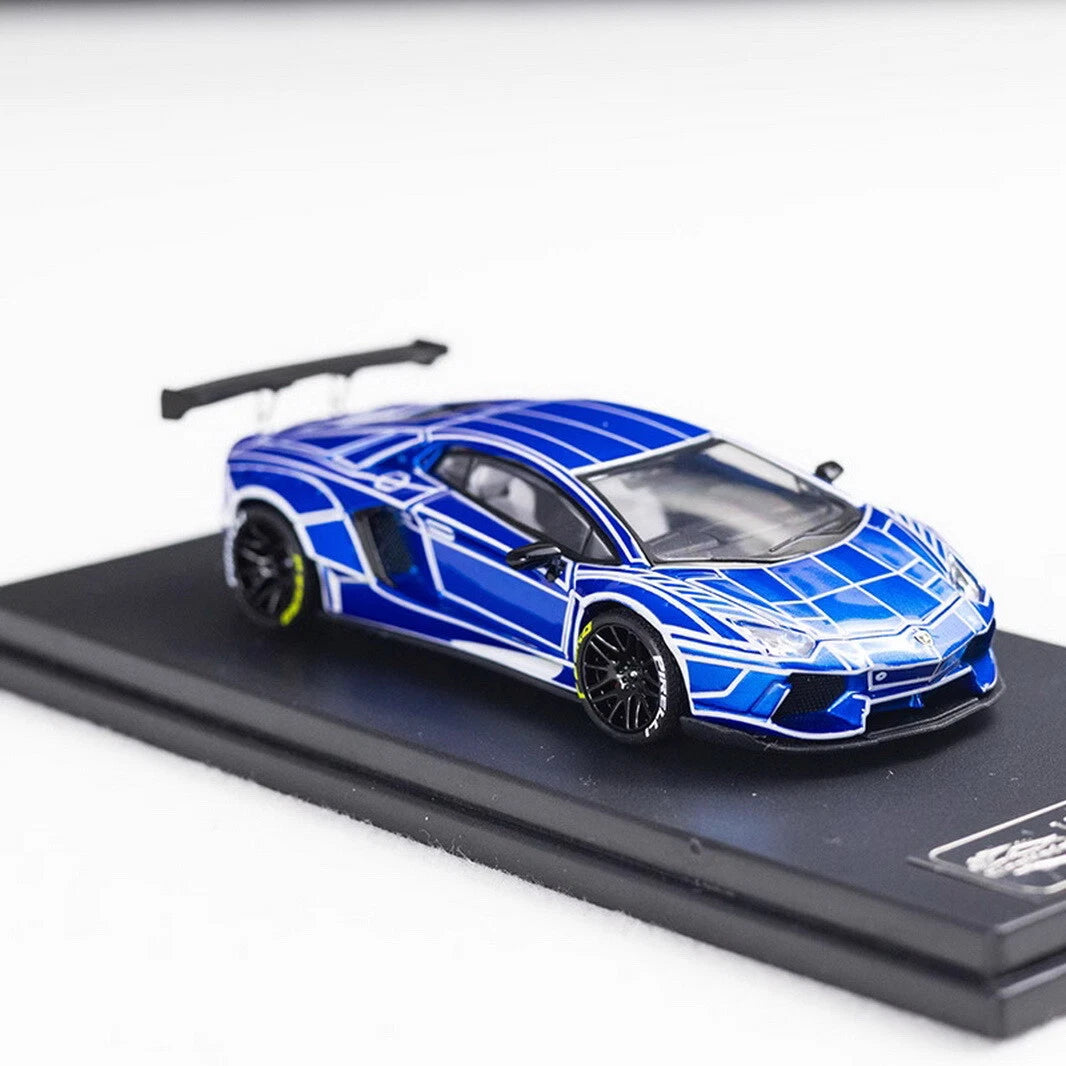 King Model 1/64 Lamborghini Aventador LP700 LB luminous Blue Diecast Car Model
