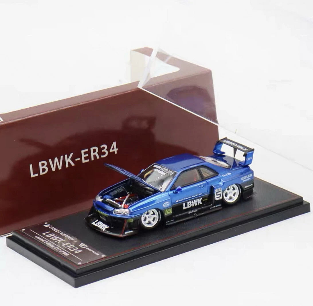 Street Weapon Nissan Skyline ER34 LBWK Blue 1:64 Scale