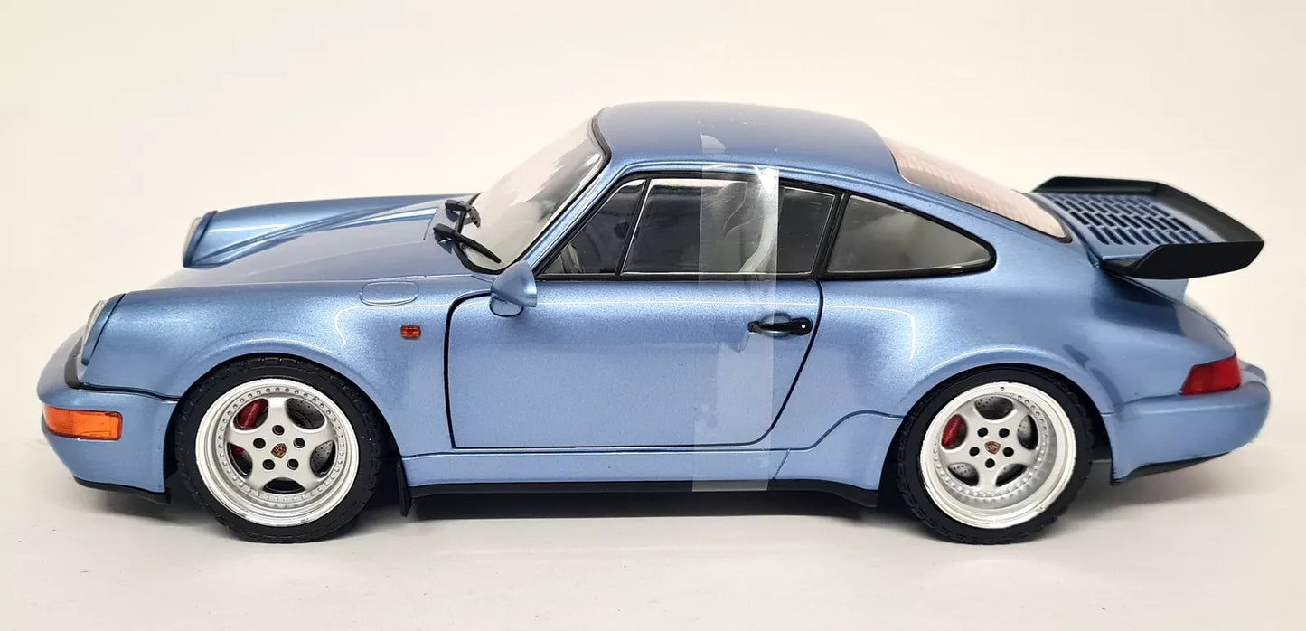 Solido 1/18 Porsche 911 964 Turbo 3.6 Horizon Blue 1990 Diecast Scale model car