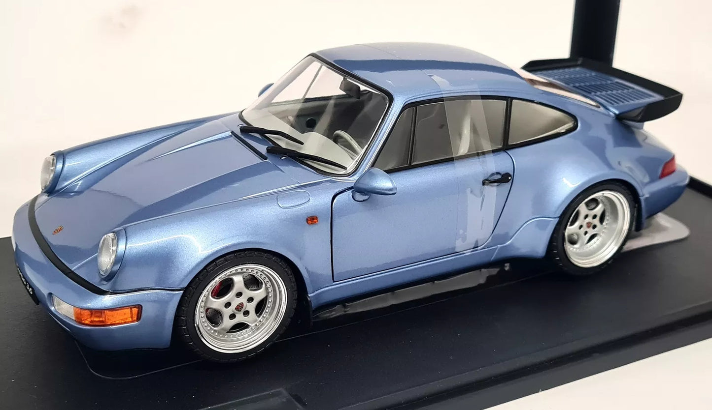 Solido 1/18 Porsche 911 964 Turbo 3.6 Horizon Blue 1990 Diecast Scale model car