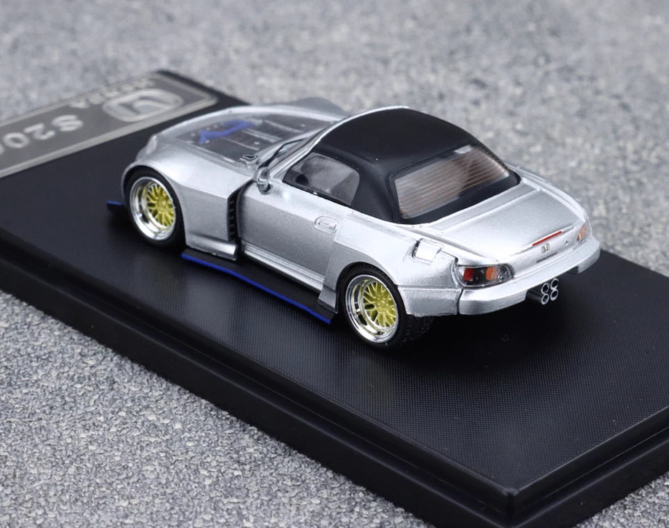RM 1:64 Silver S2000 Convertible Widebody Sports Model Diecast Metal Car