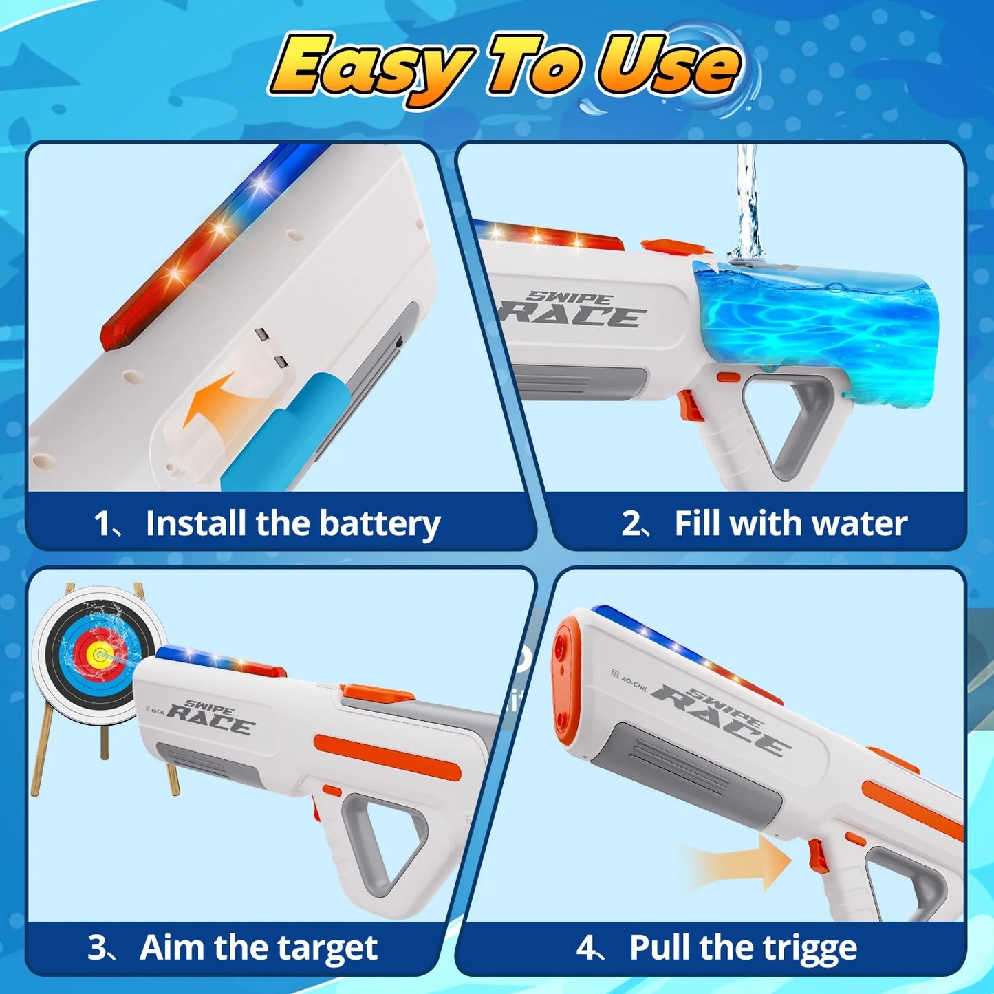 Electric Water Blaster with Colorful Light, Automatic Manual Water Blaster for Adult Kids, Squirt Blaster
