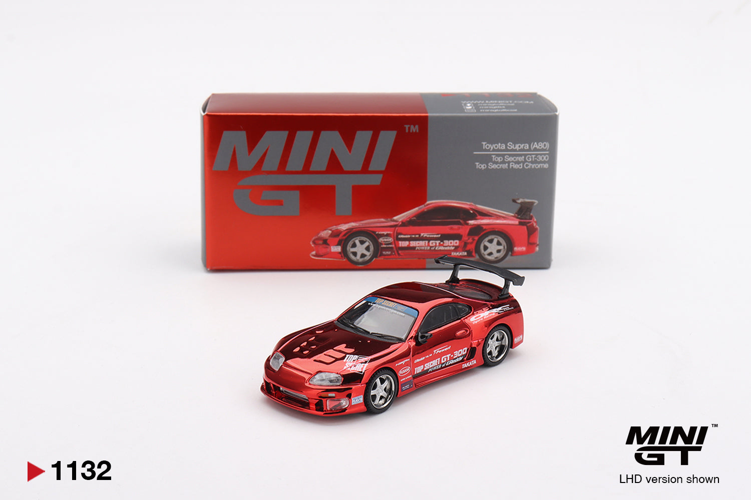 MINI GT Toyota Supra (A80) Top Secret GT-300 Top Secret Red Chrome