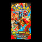 Cocoland Pokémon trading card game pack with Mega Evolution theme on a black background