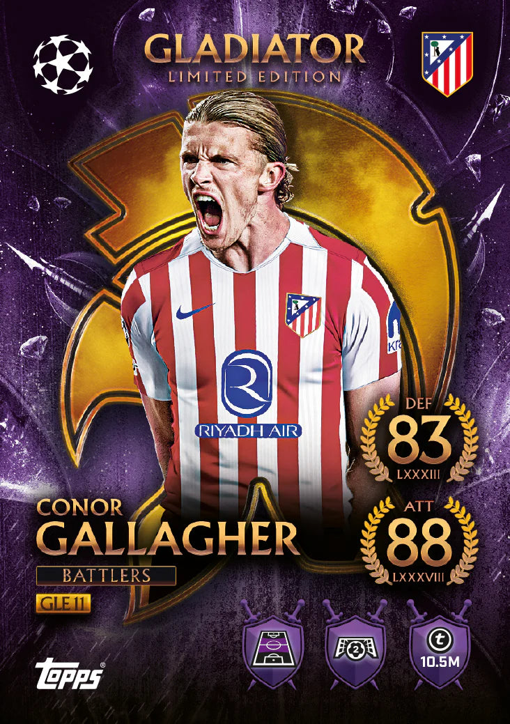 Topps UCC Match Attax 2025/26 - Mega Tin - Spartans - contains 45 Match Attax cards plus 1 exclusive Gladiators LE cards.