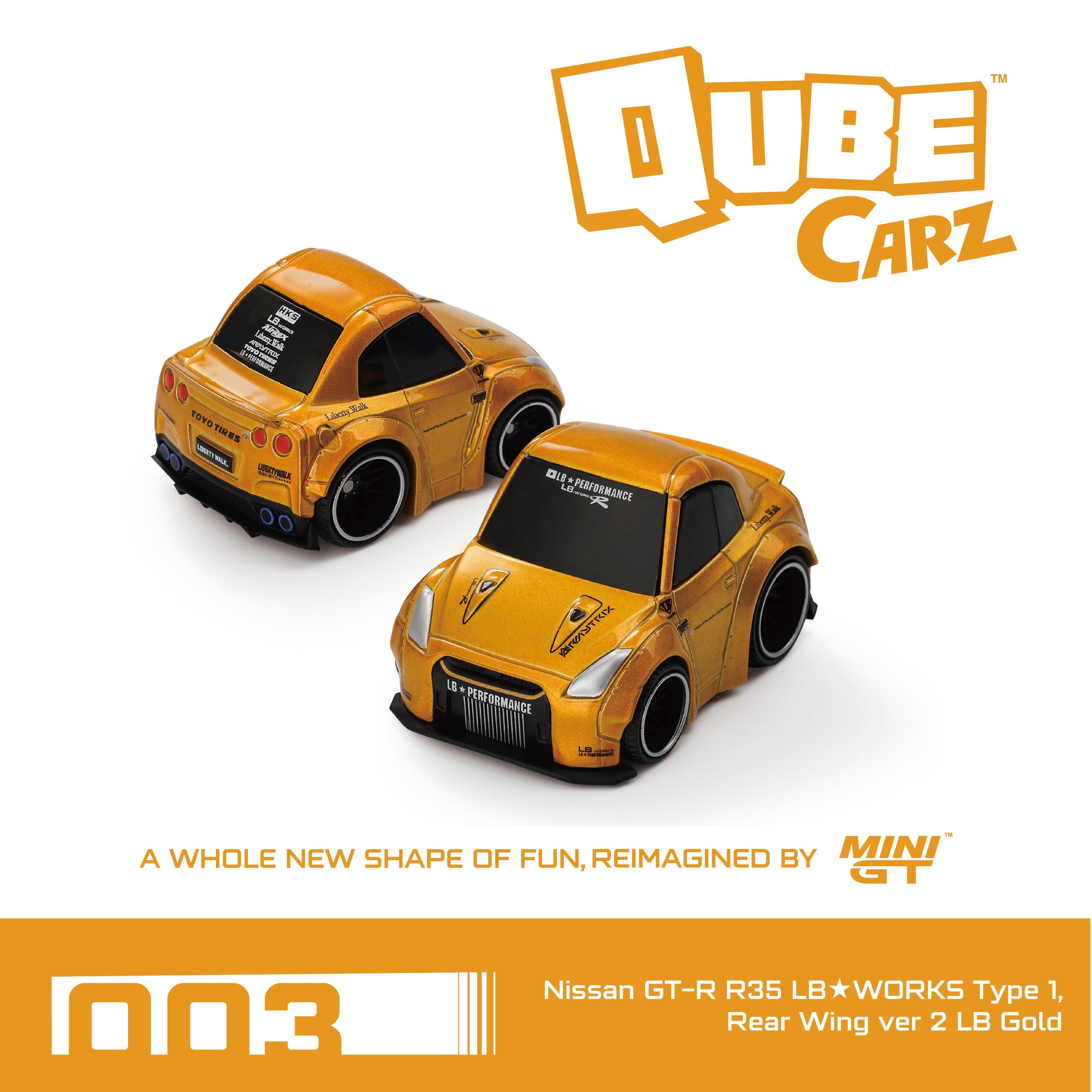 Nissan GT-R R35 LB★WORKS Type 1, Rear Wing ver 2 LB Gold