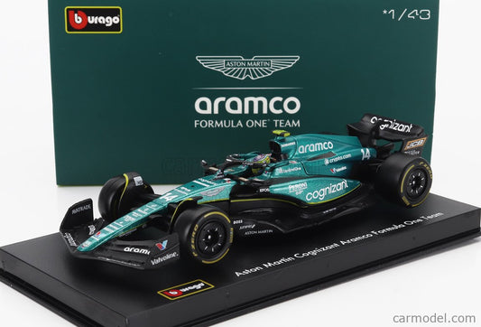 BURAGO - ASTON MARTIN - F1 AMR23 TEAM ARAMCO COGNIZANT N 14 SEASON 2023 FERNANDO ALONSO - WITH PILOT AND SHOWCASE