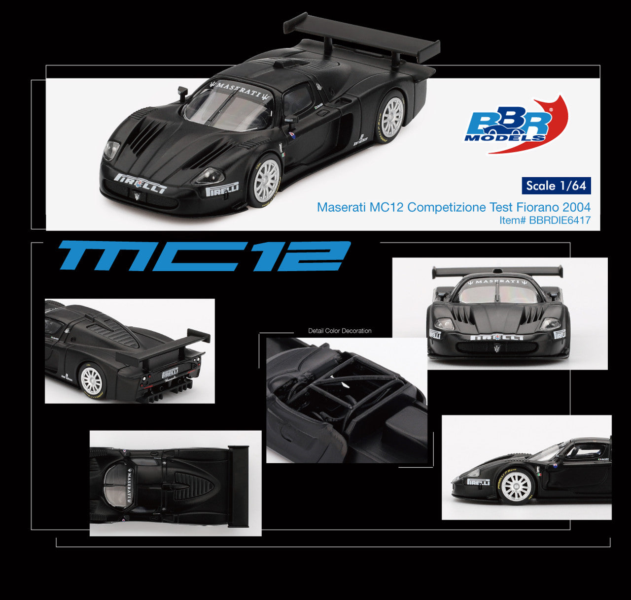 Cocoland Toys BBR Maserati MC12 Competizione Test Fiorano 2004 product features
