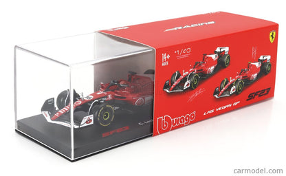 BURAGO - FERRARI - F1 SF-23 TEAM SCUDERIA FERRARI N 16 2nd LAS VEGAS USA GP 2023 CHARLES LECLERC - WITH PILOT AND SHOWCASE