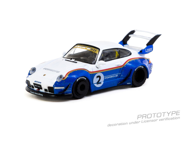 Tarmac Works RWB 993 Porsche 911 Liberty Walk White Blue 1:64 Scale