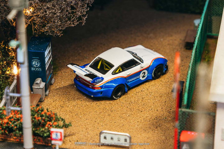 Tarmac Works RWB 993 Porsche 911 Liberty Walk White Blue 1:64 Scale