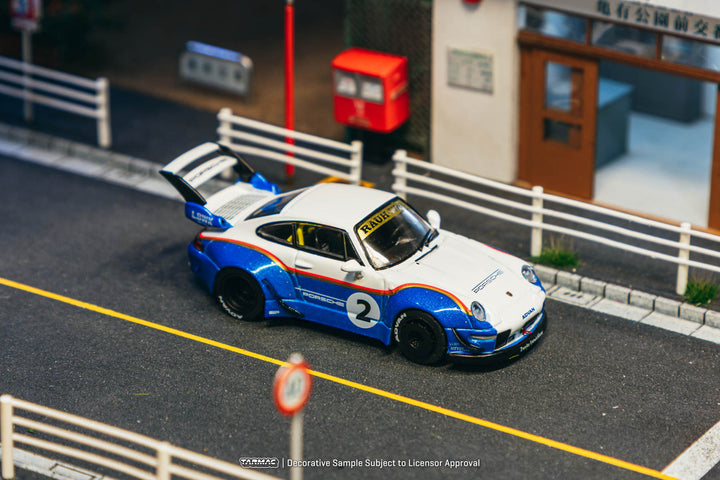 Tarmac Works RWB 993 Porsche 911 Liberty Walk White Blue 1:64 Scale