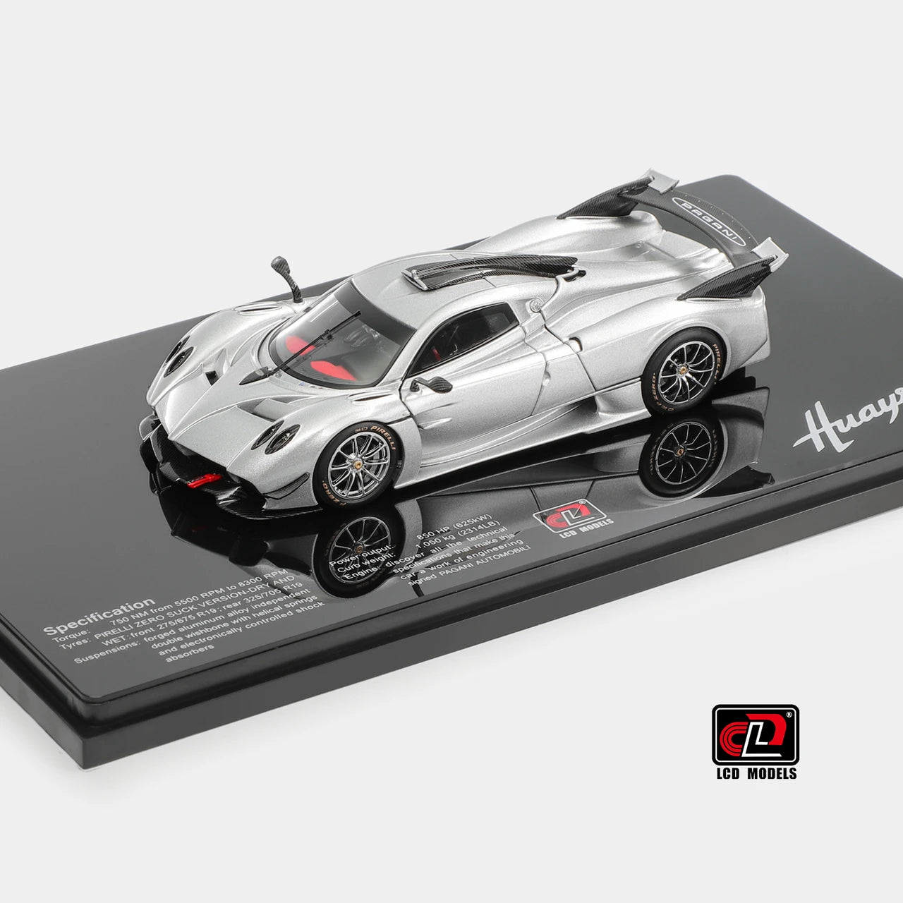 1:43 LCD Models Pagani Huayra R 2021 Silver metallic Full Open Diecast Car Model