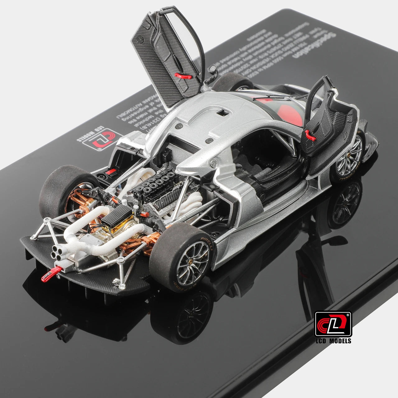 1:43 LCD Models Pagani Huayra R 2021 Silver metallic Full Open Diecast Car Model
